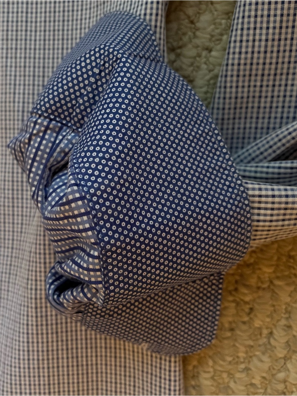Bugatchi Uomo size 17:34/35 Blue Micro-Check Dress Shirt - Picture 6 of 9